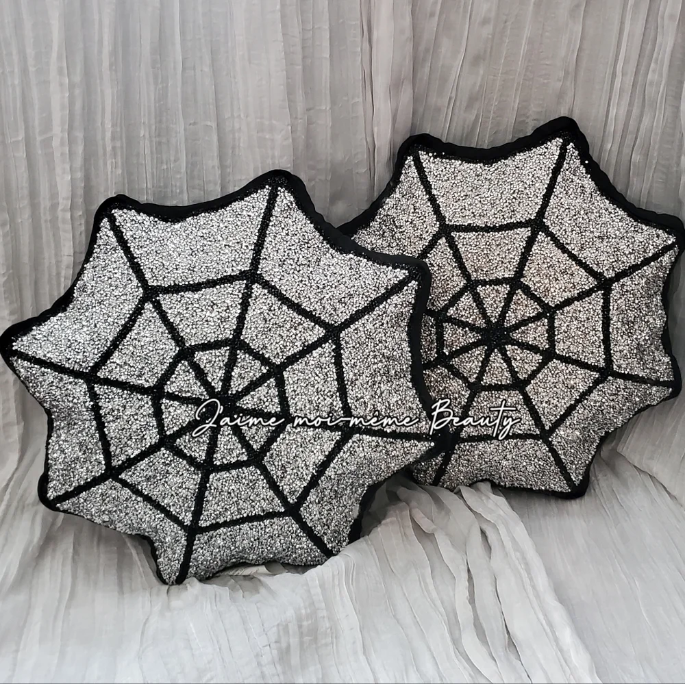 Shimmering Rhinestone Encrusted Spiderweb Pillows By Sparkles Home